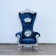 Luxury Blue Velvet & Silver High Back Chair QUEEN ELIZABETH EUROPEAN FURNITURE 