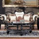 Black Enamel & Antique Gold Finish Sofa Set 3Pcs Traditional Homey Design HD-9666