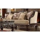 Homey Design HD-914 Luxury Upholstery Pearl Cappucciono Carved Wood Living Room