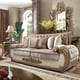 Brown & Beige Tufted Sofa Set 3Pcs Carved Wood Traditional Homey Design HD-25 