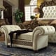 Antique Gold & Perfect Cream Leather Bench Traditional Homey Design HD-8011 
