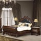 Cherry Finish Wood King Sleigh Bedroom Set 6Pcs Traditional Cosmos Furniture Cleopatra