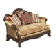 Dark Brown Wood Luxury Gold Chenille Loveseat  HD-90015 Classic Traditional 