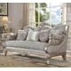 Metallic Silver Sofa Set 2Pcs Carved Wood Traditional Homey Design HD-2662