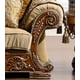 Golden Tan Chenille Sofa Carved Wood Traditional Homey Design HD-369