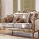 Luxury Beige & Gold Carved Wood Loveseat Traditional Homey Design HD-2019