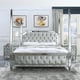 Silver & Mirror King Canopy Bed Modern Homey Design HD-6001