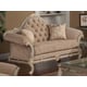 Luxury Beige Chenille Silver Carved Wood Loveseat HD-90021 Classic Traditional