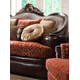 Homey Design HD-6903 Victorian Luxury Rich Brown Leather Red Mixed Fabric Living Room Sofa Set 3Pcs