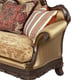 Dark Brown Wood Luxury Gold Chenille Loveseat  HD-90015 Classic Traditional 