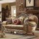 Antique Brown Chenille Carved Wood Sofa Set 5Pcs w/ Ocassional Tables Traditional Homey Design HD-622