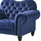 Blue Velvet Sofa w/Espresso Finish Wood Transitional Cosmos Furniture GracieBlue