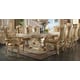 Golden Khaki Dining Table Set 9Pcs Carved Wood Traditional Homey Design HD-7266 