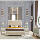 Contemporary  Cream Leather & Mirror Fnish King Bed Set 5Pcs Homey Design HD-1090
