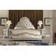 Homey Design HD-2800 Victorian Pearl Antique Silver Tufted Headboard Bedroom King bed and 2 Nightstands Set 3 Pcs 