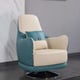 Italian Leather Off White & Blue Arm Chair AMALIA EUROPEAN FURNITURE Modern