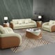 Beige & Cognac Italian Leather NOIR Sofa Set 3Pcs EUROPEAN FURNITURE Contemporary