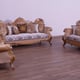 Luxury Black & Gold Wood Trim TIZIANO II Sofa Set 3 Pcs EUROPEAN FURNITURE Classic