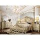 Luxury Cream Pearl Carved Wood King Bed Traditional Homey Design HD-5800 