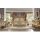 Royal Rich Gold KING Bedroom Set 6Pcs Carved Wood Traditional Homey Design HD-8016