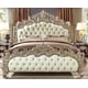 Antique White Silver Cal King Bed Carved Wood Traditional Homey Design HD-8017 