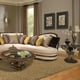Luxury Cream Chenille Sectional Sofa Dark Wood Benetti's Ravenna RIGHT