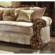 Homey Design HD-1608 Victorian Gold Pearl Sectional Living Room Set Sofa Chair Coffee Table and End Table 4Pcs