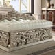 Tufted Bench Metallic Silver Carved Wood Traditional Homey Design HD-8017 