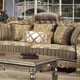 Homey Design HD-287 Olive Green Brown Finish Fabric Sofa Loveseat Set 2Pcs Carved Wood Traditional