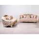 Luxury Pearl Antique Dark Gold Wood Trim ANGELICA Sofa EUROPEAN FURNITURE 