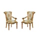 Luxury Gold Damask Fabric VALENTINA Arm Chair Set 2 Pcs EUROPEAN FURNITURE