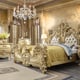 Antique Gold & Leather Cal King Bedroom Set 3Pcs Traditional Homey Design HD-1801