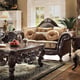 Homey Design HD-3280 Dark Chocolate Gold Fabric Faux Leather Loveseat Traditional