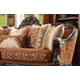 Homey Design HD-2627 Luxury Upholstery Brick/Gold Sofa Loveseat Chair and Coffee Table Carved Wood Set 4Pcs