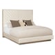 Beige Fabric & Ash Grey Wood King Platform Bed Meet U In The Middle by Caracole 