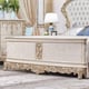 White Leather & Golden Finish King Bed Traditional Homey Design HD-9102