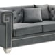 Gray Velvet & Steel Legs Sofa Set 2Pcs Modern Cosmos Furniture Clover Gray