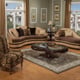 Luxury Golden Beige Sofa Dark Brown Wood HD-90016 Classic Traditional