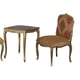 Luxury Golden Chenille Side Chairs /120 End Table Wood Set 3 Pcs Benetti's K76 