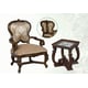 Benetti's Luna Luxury Beige Accent Chair End Table Set 2Pcs Brown Finish Wood Trim 