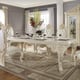White Gloss & Gold Brush Leather Dining Set 7Pcs Traditional Homey Design HD-8091