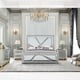 Champagne Silver Leather King Panel Bed Homey Design HD-6045 