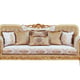 Luxury Gold & Off White Wood Trim FANTASIA Sofa Set 3Pcs EUROPEAN FURNITURE Classic