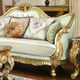 Traditional Antique Gold Fabric & Leather Sofa Set 3Pcs Homey Design HD-91630
