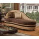 Golden Beige Chenille Dark Brown Wood Sofa Chaise Set 2 Pcs HD-90016 Traditional