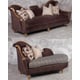 Luxury Chenille Chocolate Chaise Lounge Gold Wood HD-90022 Classic Traditional