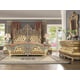 Royal Rich Gold KING Bedroom Set 5Pcs Carved Wood Traditional Homey Design HD-8016