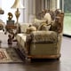 Golden Tan Chenille Sofa Set 3Pcs Carved Wood Traditional Homey Design HD-369 