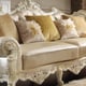 Luxury Pearl Cream Tufted Sofa Carved Wood Traditional Homey Design HD-13009 