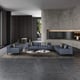 Outlander Sofa Set 2Pcs Gray Italian Leather EUROPEAN FURNITURE Modern